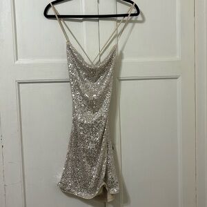 H&M Silver Sequin Mini Dress